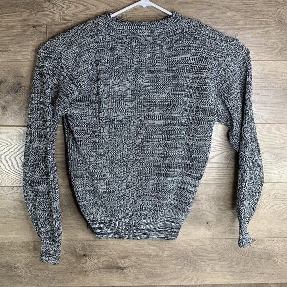 Knit Sweater Mens M Pullover Black and White Weave Crew Neck Long Sleeve No Tag - Picture 6 of 6